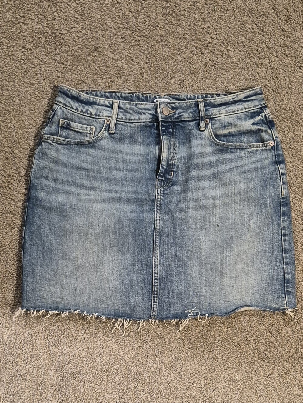 Old Navy Light Blue Denim Mini Skirt with Frayed Hem